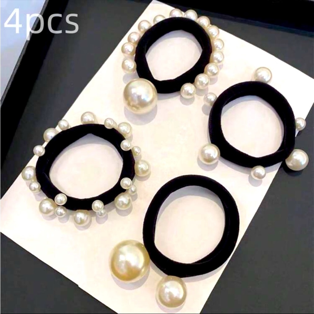 Faux Pearl Hair Tie Set